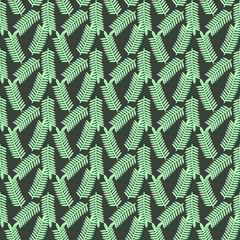  pastel green leaves with grey background seamless repeat pattern