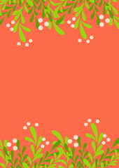 Fabulous winter.illustration of Christmas plants frame. Drawing for a postcard, poster