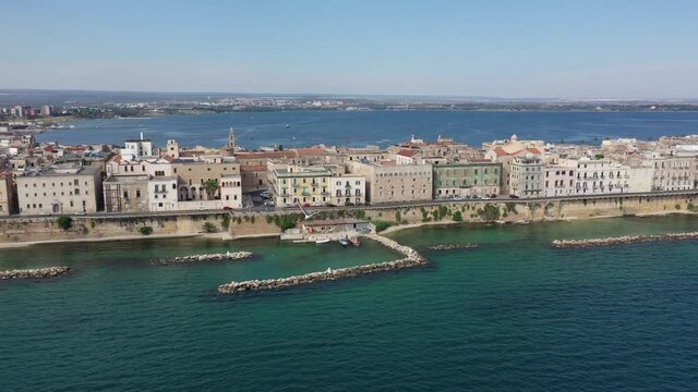 The city of Taranto, Puglia, Italy.
Aerial view of the coast of Taranto