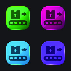 Box four color glass button icon