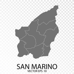 Transparent - Grey Map of San Marino. Vector Eps 10.