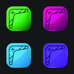 Boomerang four color glass button icon