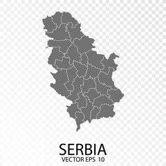 Transparent - Grey Map of Serbia. Vector Eps 10.