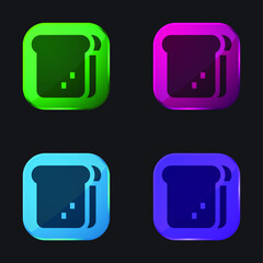 Bread four color glass button icon