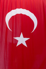 close up of hanging Turkish flag