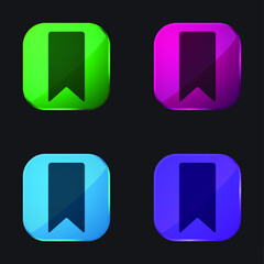 Bookmark four color glass button icon