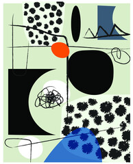 Obraz premium Line art abstract composition background vector illustration.