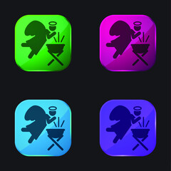 Angel four color glass button icon
