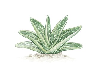 Illustration Hand Drawn Sketch of Gasteria or Little Warty. A Succulent Plants for Garden Decoration.

