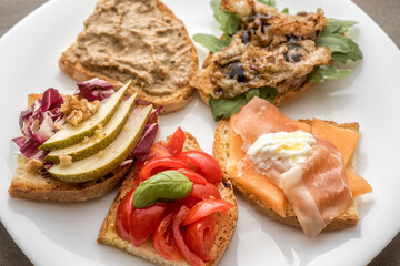 Mini sandwiches and bruschetta food