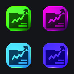 Analytics four color glass button icon