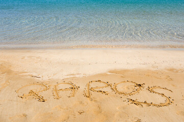 Santa Maria beach with crystal clear water and soft sand. Paros island, Cyclades, Greece