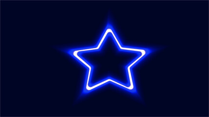 Realistic glowing star shape neon  frame isolated on dark blue background. Shining and glowing neon effect with wires, Vector illustration of neon effect