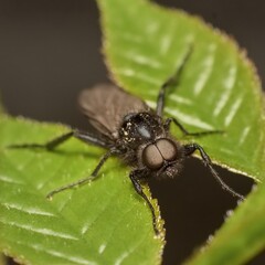 black fly Bibionidae on a leaf