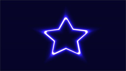 Realistic glowing star shape neon  frame isolated on dark blue background. Shining and glowing neon effect with wires, Vector illustration of neon effect