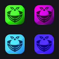 Bandana four color glass button icon