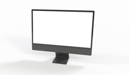 Realistic flat screen computer monitor 3de style mockup with blank screen isolated 3d