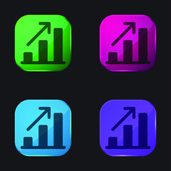 Analytics four color glass button icon