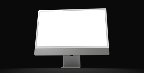 Realistic flat screen computer monitor 3de style mockup with blank screen isolated 3d