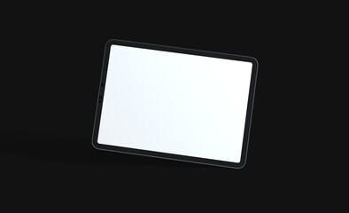 3D tablet with empty screen isolated digital black