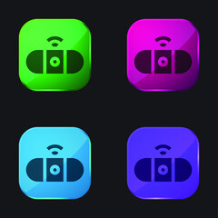 Bluetooth four color glass button icon