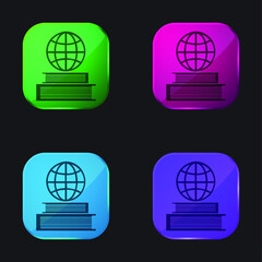 Accountant four color glass button icon