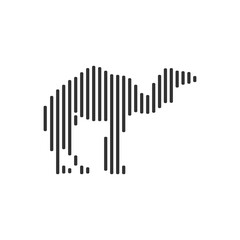 Camel black barcode line icon vector on white background.