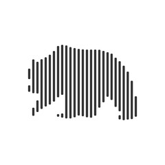Bear black barcode line icon vector on white background.