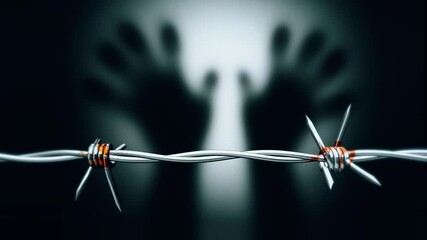 Animated barbed wire
3d render of barbed wire with blood drop and tortured shadow in background