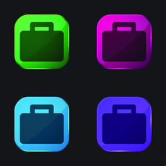 Black Suitcase four color glass button icon