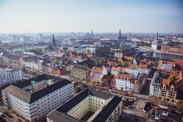Fototapeta na wymiar Panorama view of Copenhagen from above