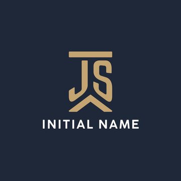 JS initial monogram logo design in a rectangular style with curved sides