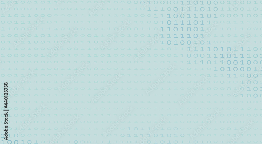 Poster Light bluish cyan background with binary code. Vector pattern