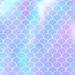 Gradient mermaid background with holographic scales.