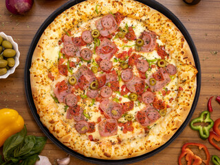 All flavors of pizza