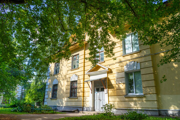 Residential quarter of post-war buildings Osmolovka in the center of Minsk