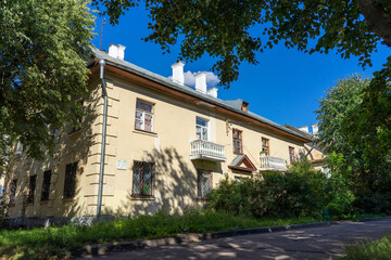 Residential quarter of post-war buildings Osmolovka in the center of Minsk