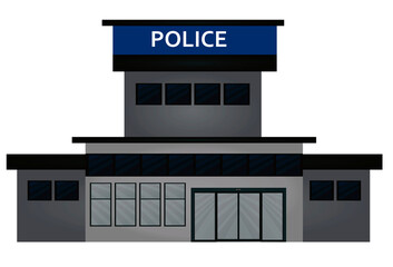 Police station building. vector illustration