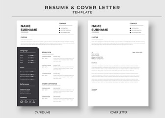 Resume and Cover Letter template, Minimalist resume, Cv professional jobs resumes