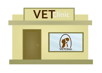 Vet clinic, animal hospital building. vector
