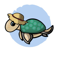 Little sea turtle. Underwater world clipart illustration.
