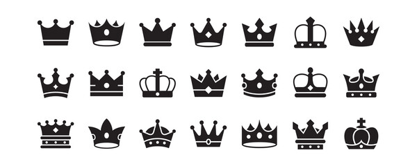 Crown, coronet, diadem icon set. Vector graphic illustration.