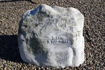 Isolated White Stone with Distance Markings