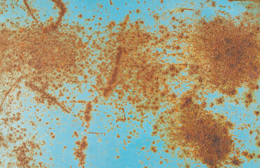 Texture of rusty old blue metal sheet