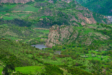 Fototapeta na wymiar Rocky landscape with canyon and Dzoraget river
