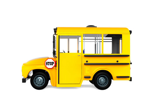 cartoon school bus is parked