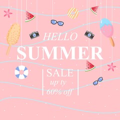 Summer sale design banner. Summer abstract geometric background. Vector