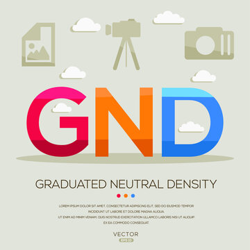 GND mean (Graduated neutral density) photography abbreviations ,letters and icons ,Vector illustration.

