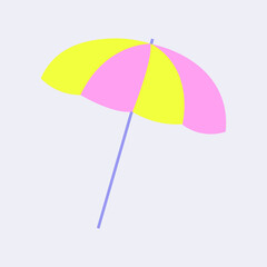 Beach umbrella for summer vacation at the sea near the river.Yellow with smrene.Isolated on a white background.Flat beach umbrella. Vector illustration of a sun umbrella,protective umbrella for the be