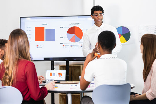 Male entrepreneur working with colleagues in meeting